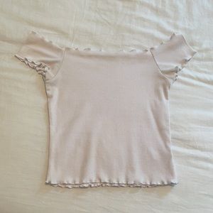 White Ruffled Off the Shoulder Crop Top